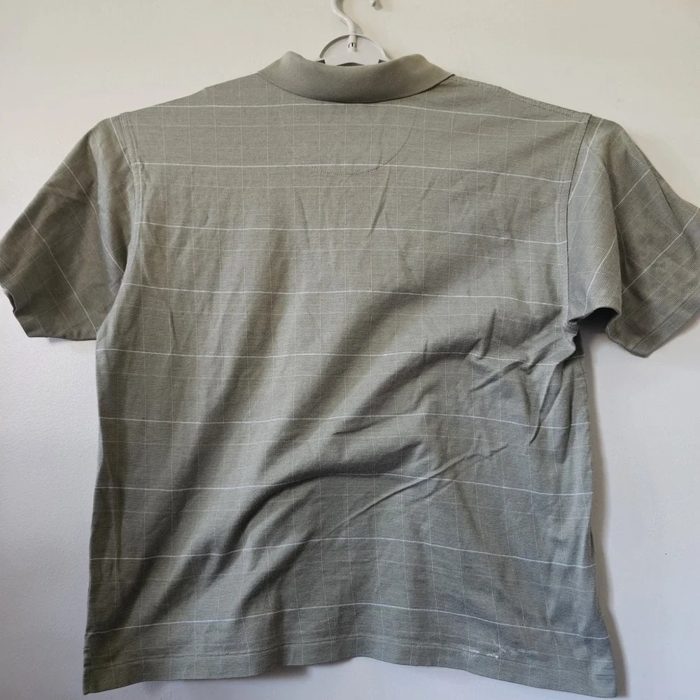 Vintage Nike Golf Men's Size XL Mini Swoosh Shield Striped Polo Shirt Green
